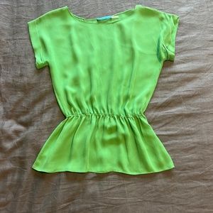 Green silk Alice + Olivia top